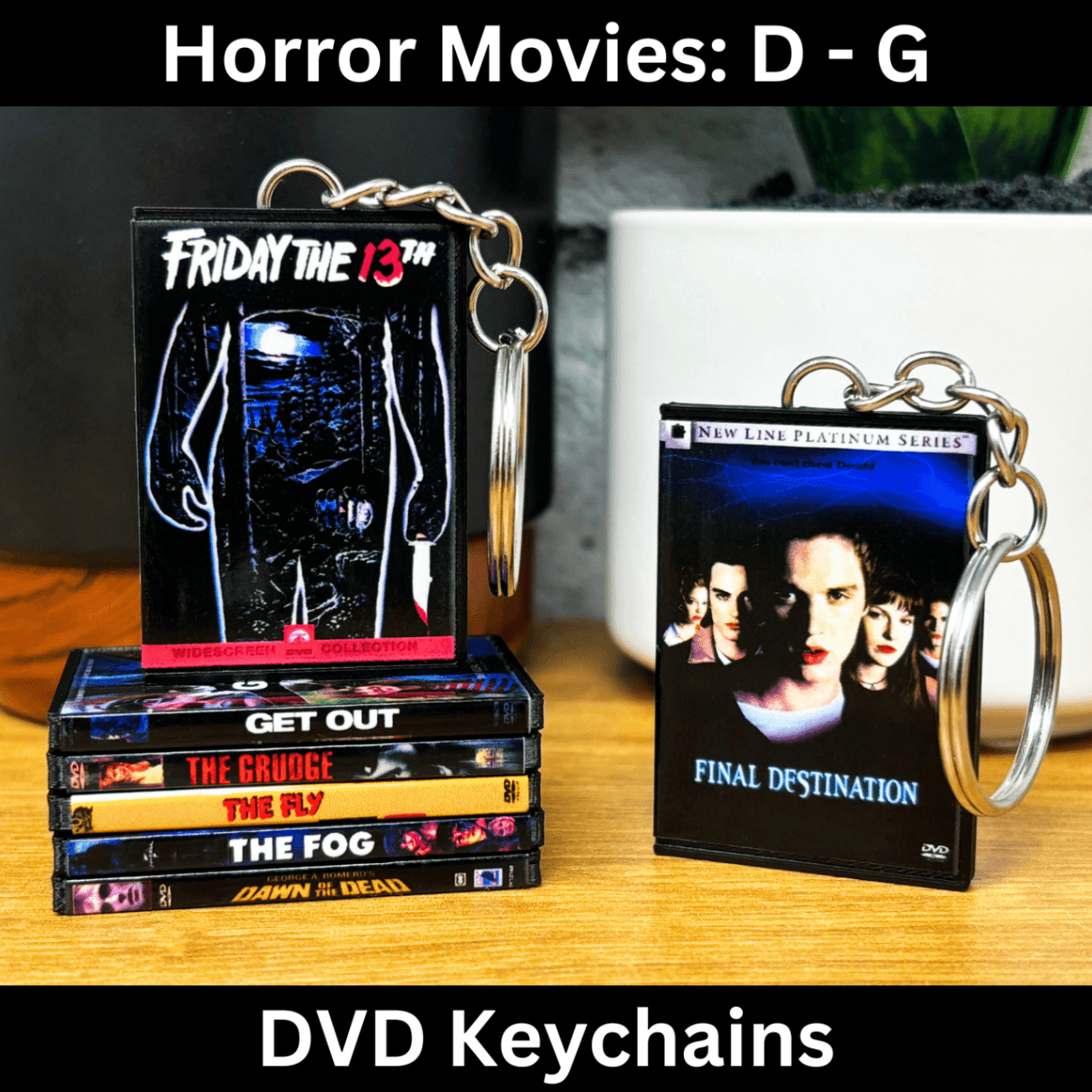 I Love Heart Horror Films - Chrome Rotonda Double Sided Portachiavi I Love Heart Horror Films - Chrome Rotonda Double Sided Portachiavi