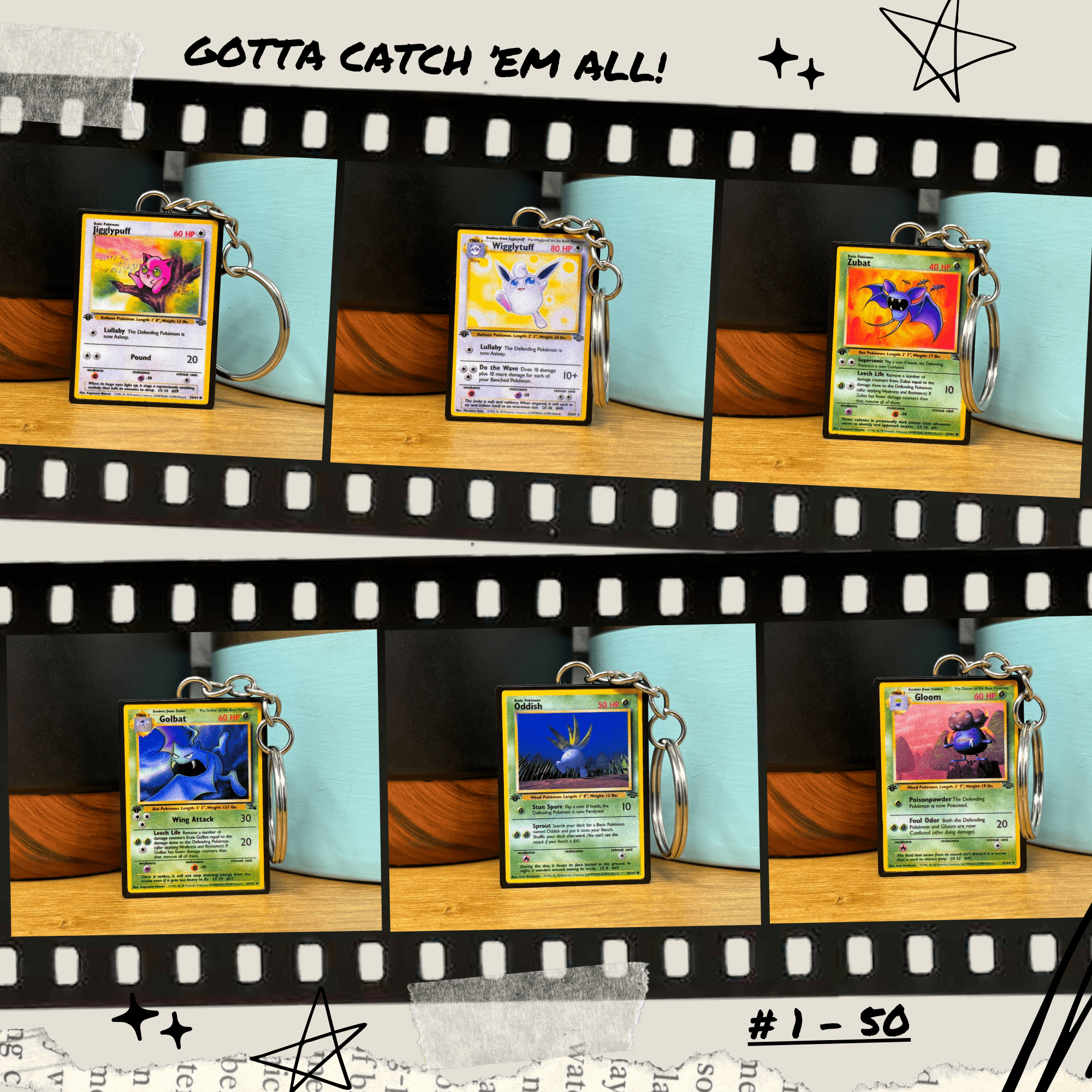 Pokemon Card Keychains (1 - 50) - BitsyLabs