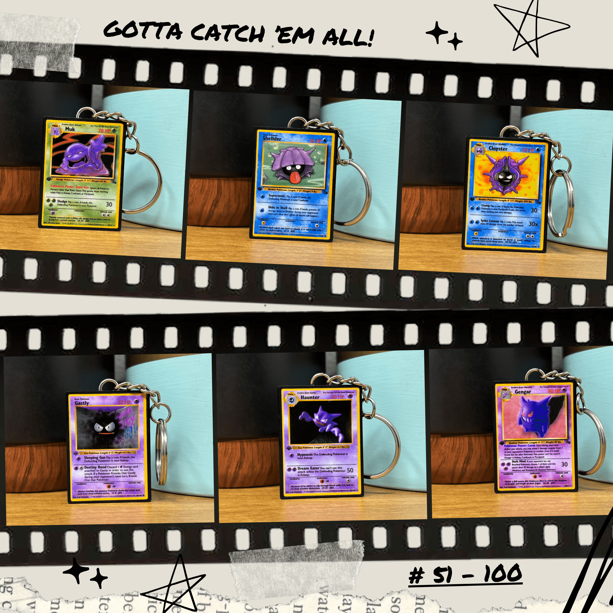 Pokemon Card Keychains (51 - 100) - BitsyLabs
