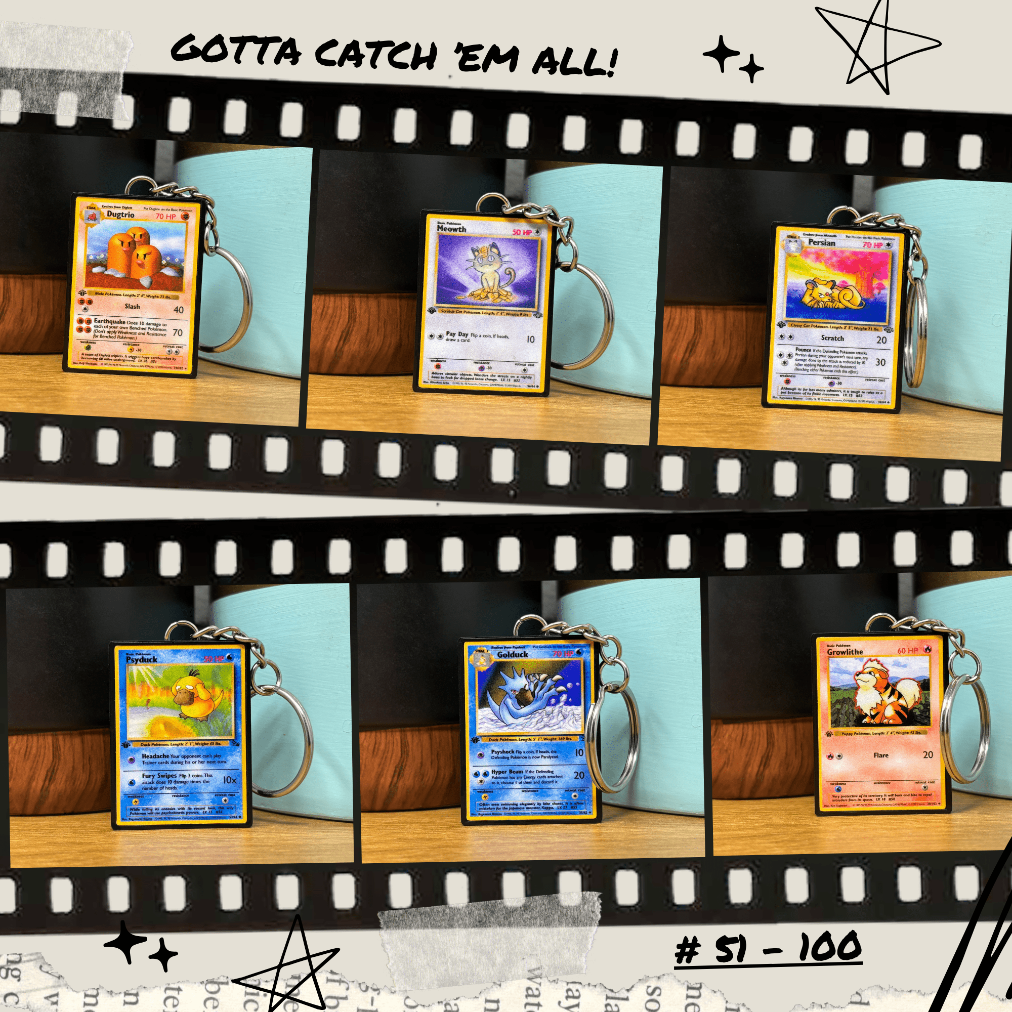 Pokemon Card Keychains (51 - 100) - BitsyLabs