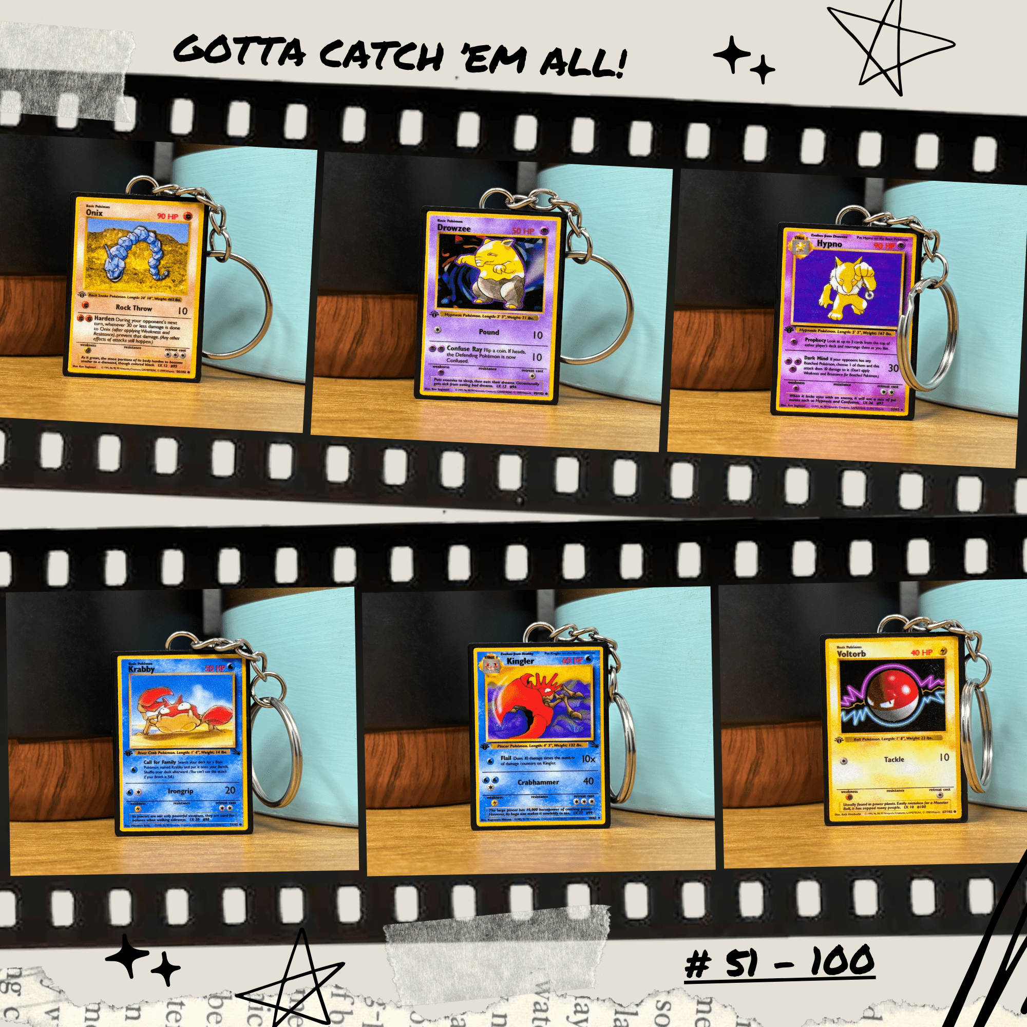 Pokemon Card Keychains (51 - 100) - BitsyLabs