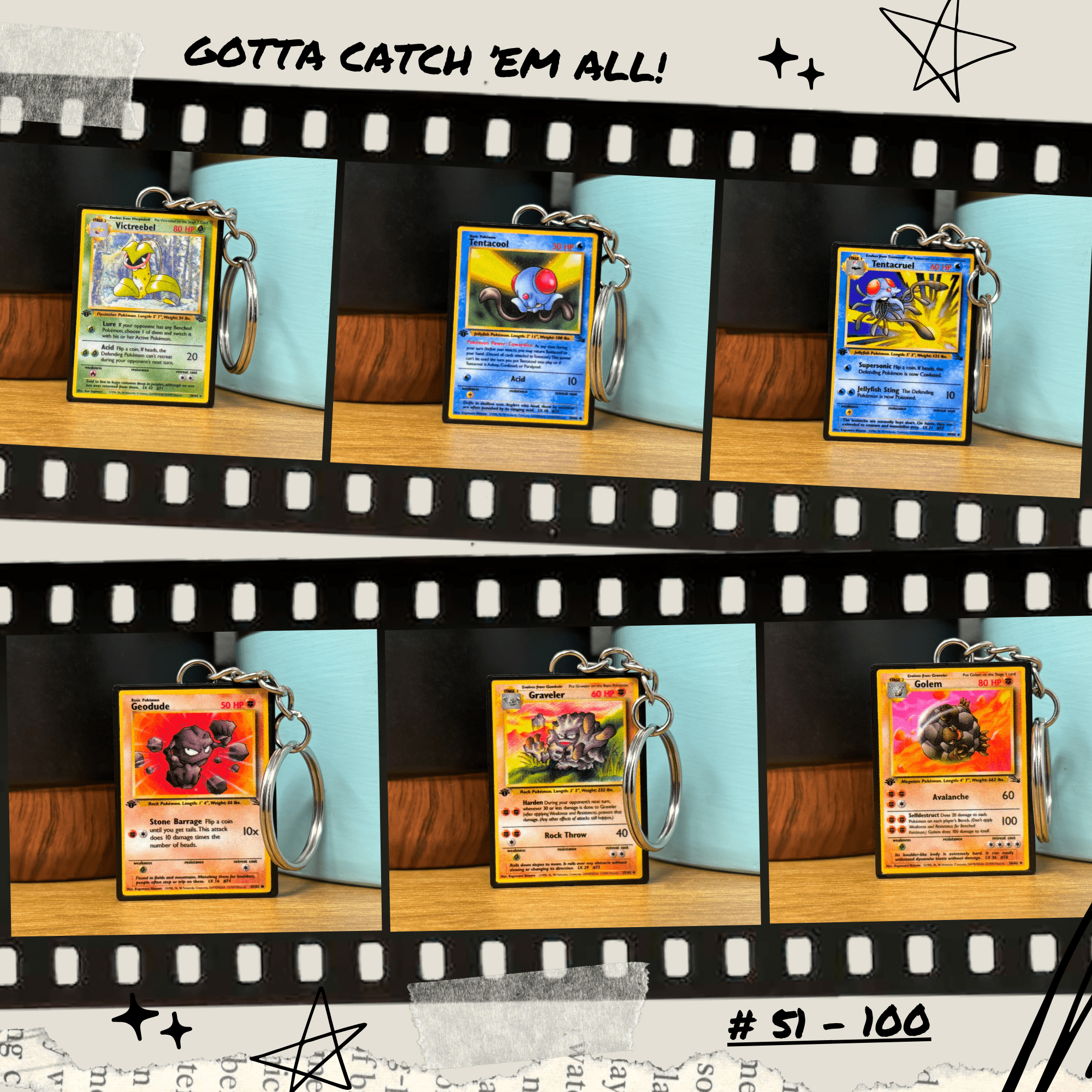 Pokemon Card Keychains (51 - 100) - BitsyLabs