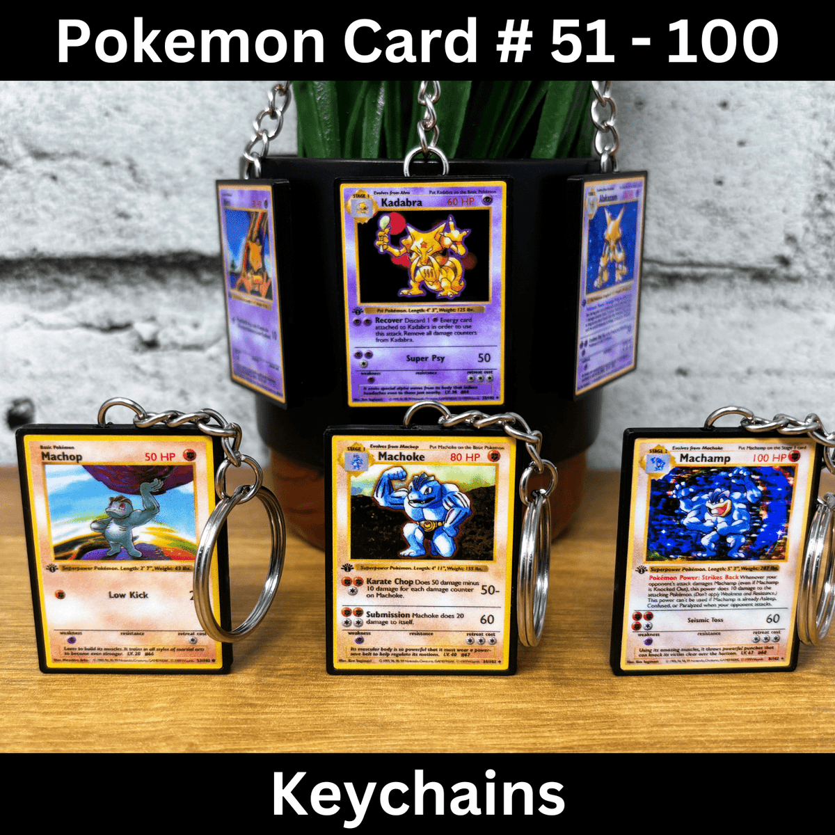 Pokemon Card Keychains (51-100) – BitsyLabs