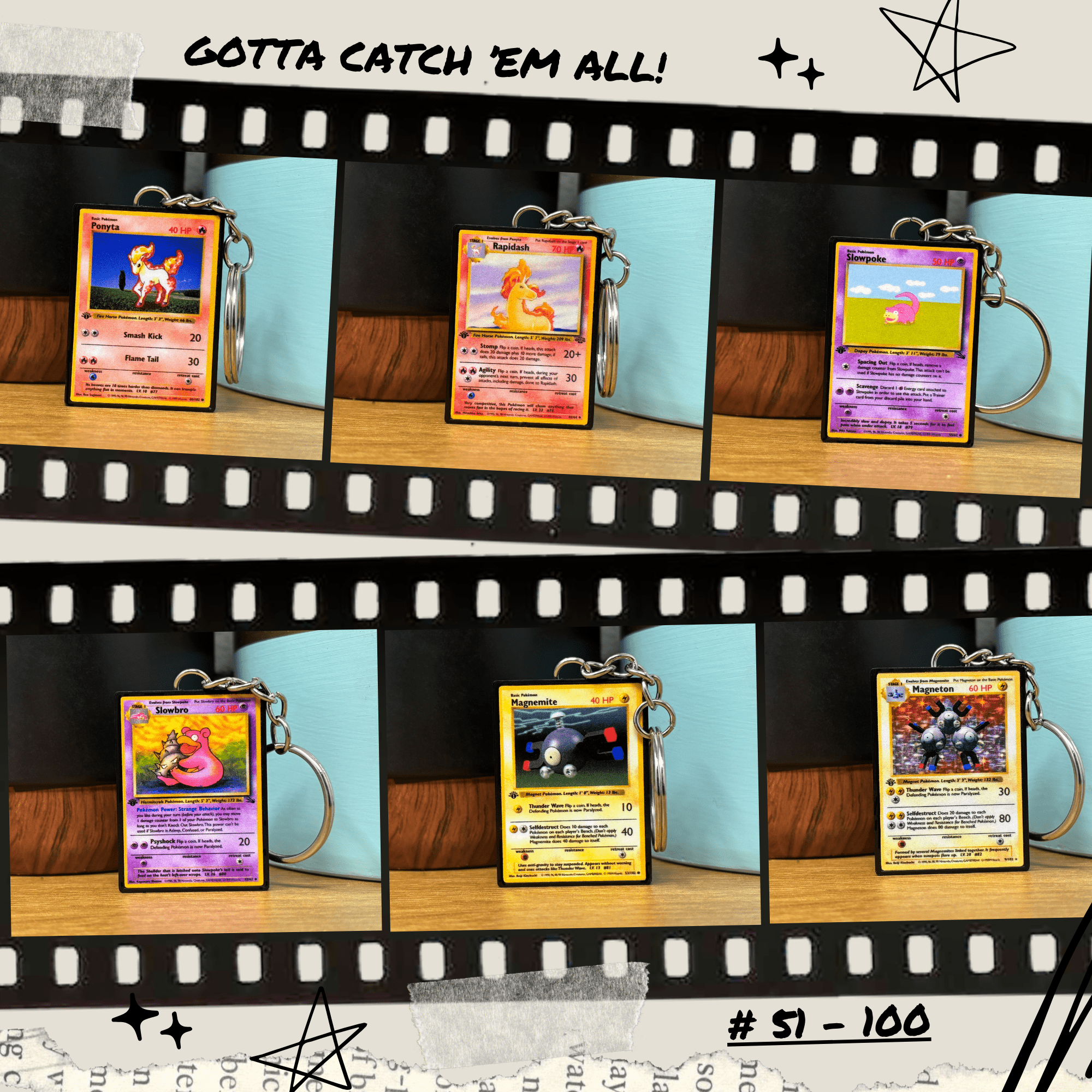 Pokemon Card Keychains (51 - 100) - BitsyLabs