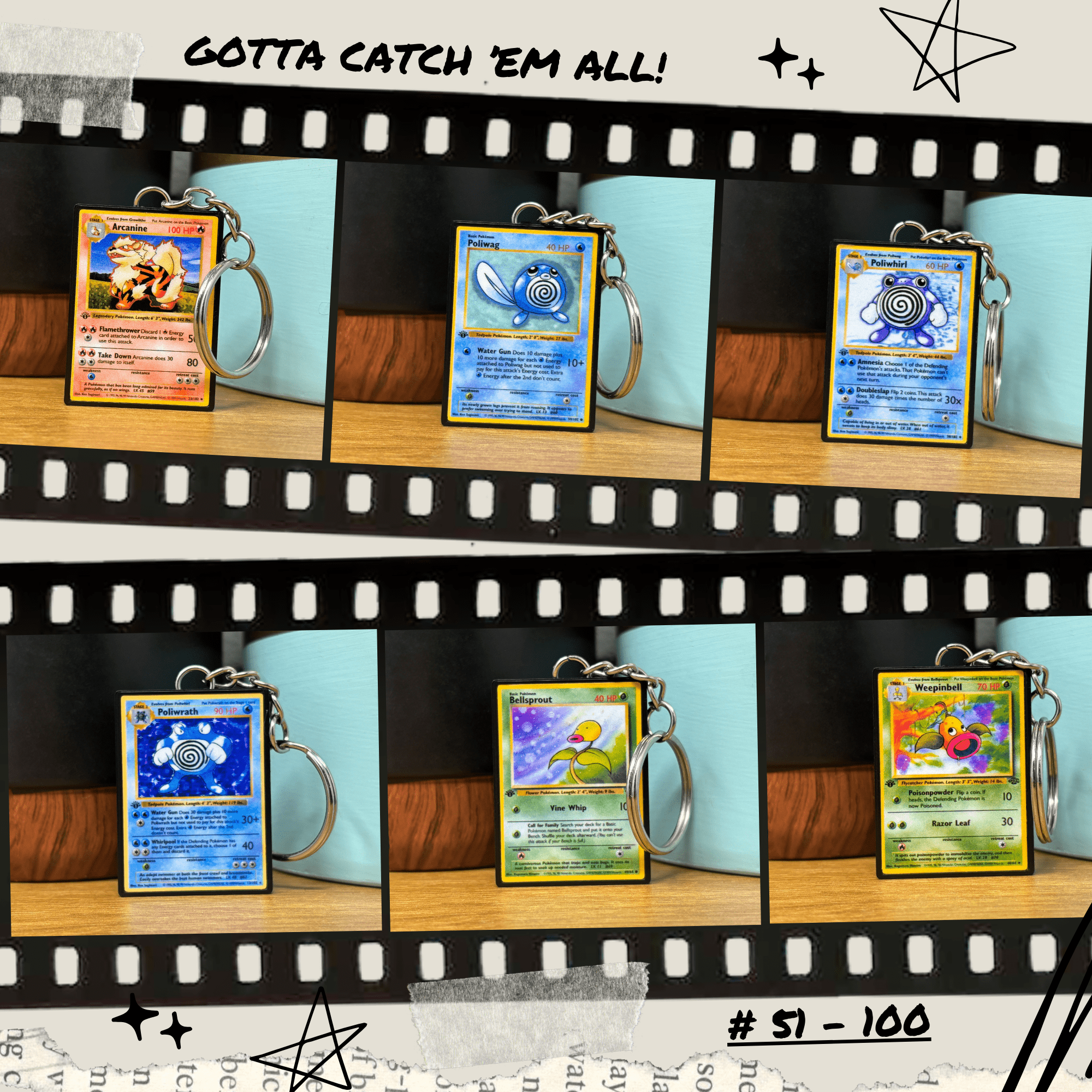 Pokemon Card Keychains (51 - 100) - BitsyLabs