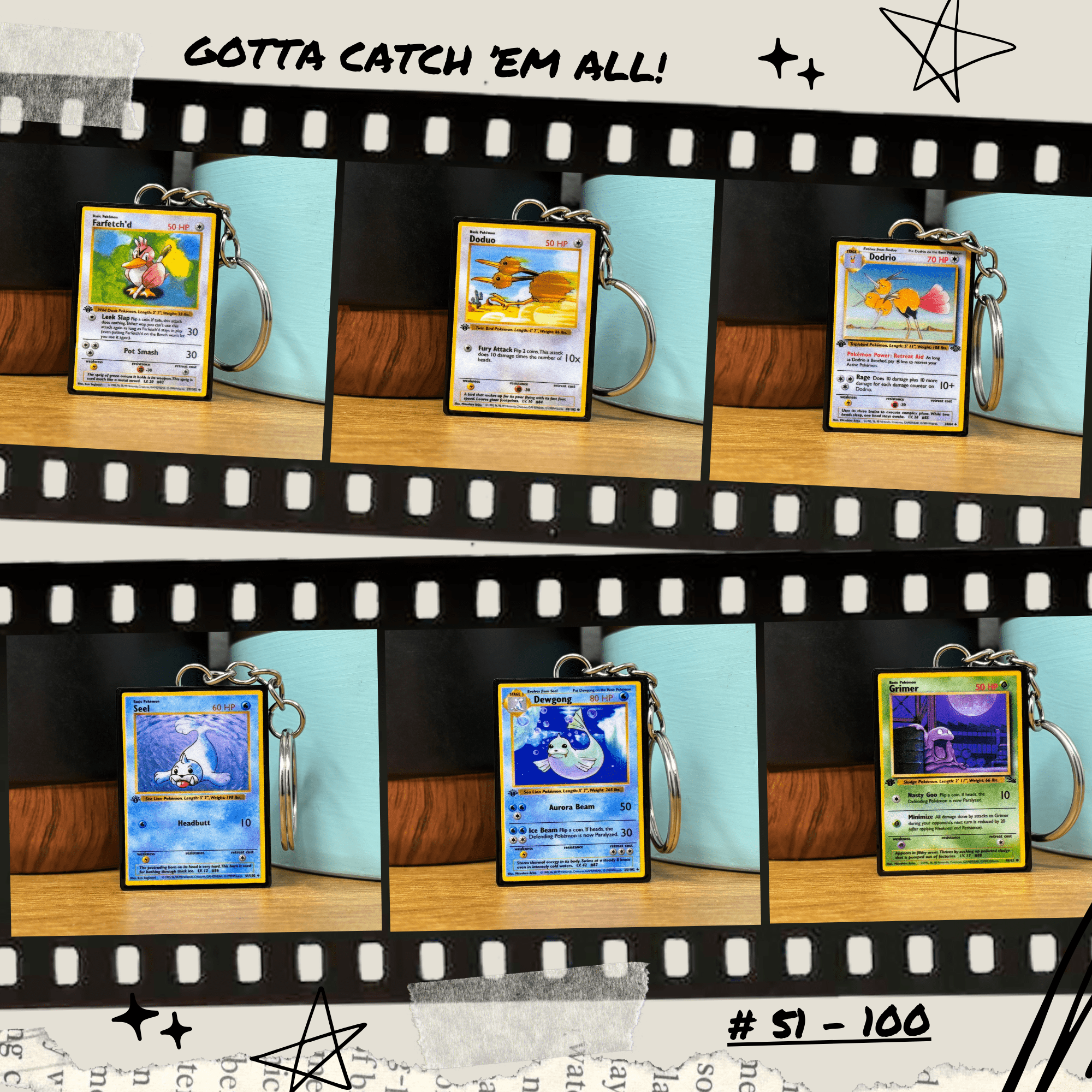 Pokemon Card Keychains (51 - 100) - BitsyLabs