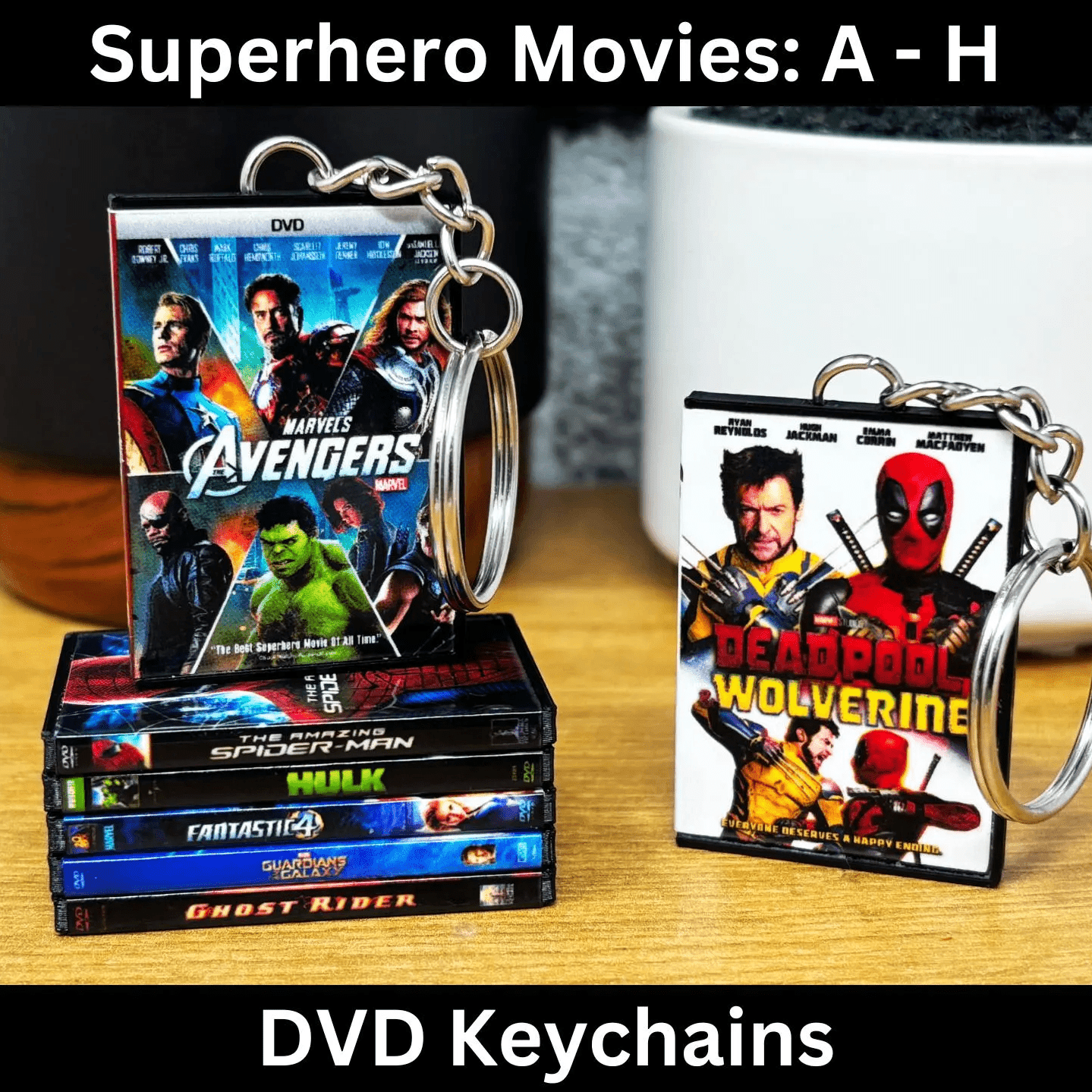 Superhero Movies (A - H) Keychains - BitsyLabs